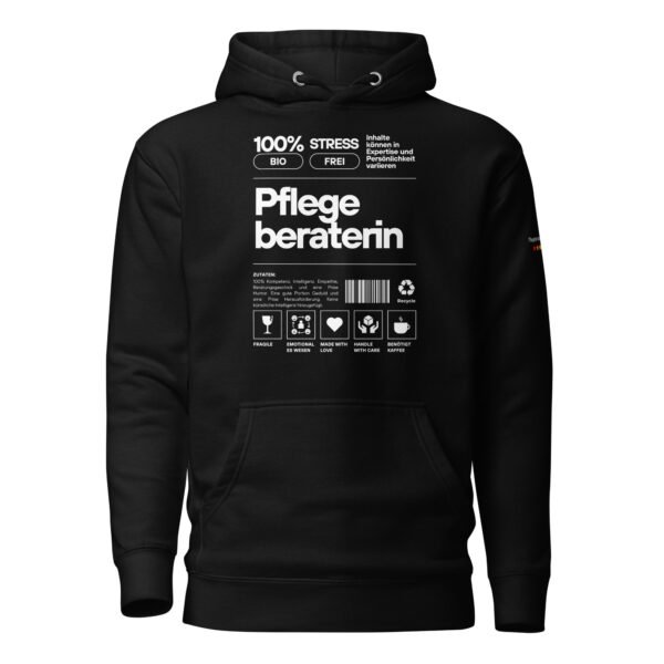 Pflegeberaterin 100% Hoodie (weiße Schrift) – Bild 6