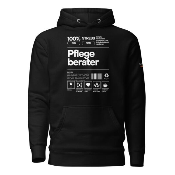 Pflegeberater 100% Hoodie (weiße Schrift) – Bild 7
